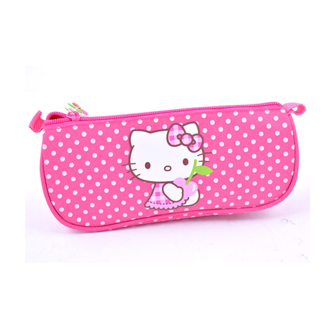 Penar etui triunghiular Hello Kitty roz buline