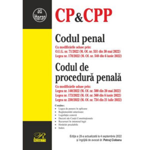 Codul penal. Codul de procedură penală 2022