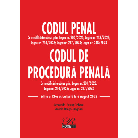 Codul penal. Codul de procedură penală Act. 6 august 2023
