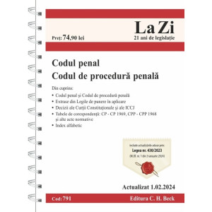 Codul penal și codul de procedură penală Act. 01 Februarie 2024 Ed. Spiralată