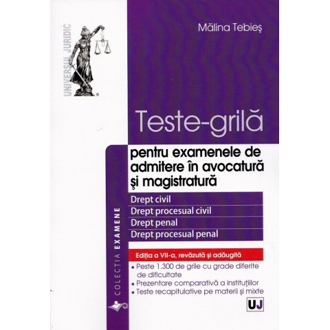 Teste-grila pentru examenele de admitere în avocatură și magistratură