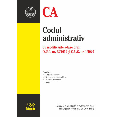 Codul administrativ. Ediția a II-a, actualizată la 25 februarie 2020