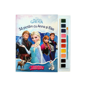Disney. Să pictăm cu Anna și Elsa. Carte de colorat cu pensulă și acuarele