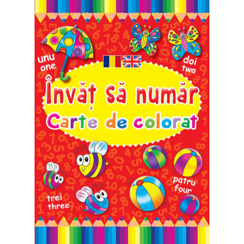 Învăț să număr română-engleză. Carte de colorat 