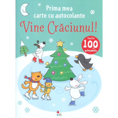 Prima mea carte cu autocolante. Vine crăciunul!