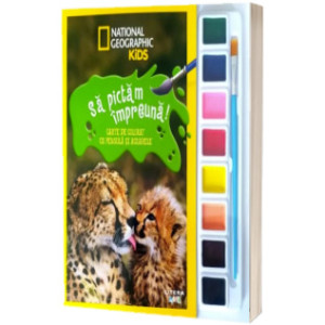 Național Geographic Kids. Să pictăm împreună! Carte de colorat cu pensula și acuarele