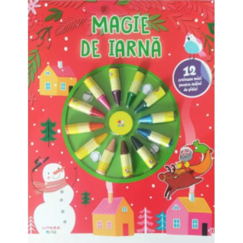 Magie de iarnă. Carte de colorat. 12 creioane mici pentru mâini de pitici