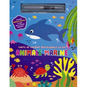 Animale marine. Carte de colorat cu apă