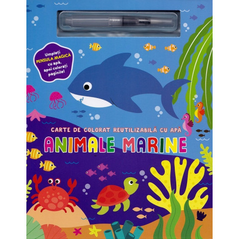 Animale marine. Carte de colorat cu apă