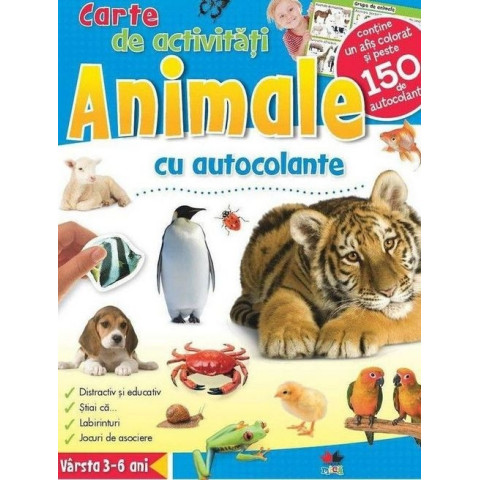 Animale. Carte de activități cu autocolante. reeditare