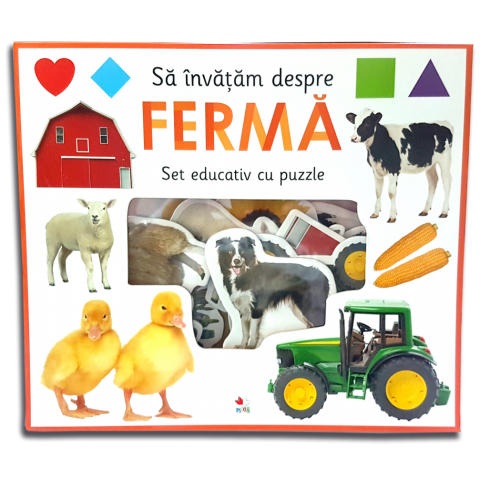 Să învățăm despre fermă. Set educativ cu puzzle