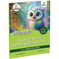 Caiet cu forme, semne grafice și cifre - Grupa mijlocie Caiet cu forme, semne grafice și cifre - Grupa mijlocie