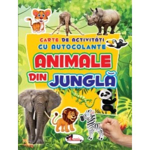 Carte de activități cu autocolante - Animale din junglă