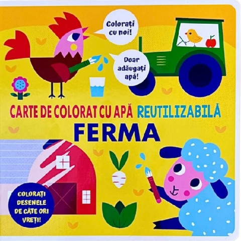 Carte de colorat cu apă. Reutilizabilă: Ferma