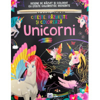 Citește, răzuiește și colorează: Unicorni
