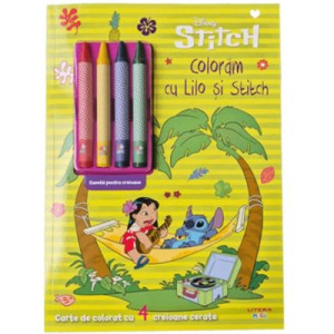 Disney. Stitch. Coloram cu Lilo si Stitch. Carte de colorat cu 4 creioane cerate