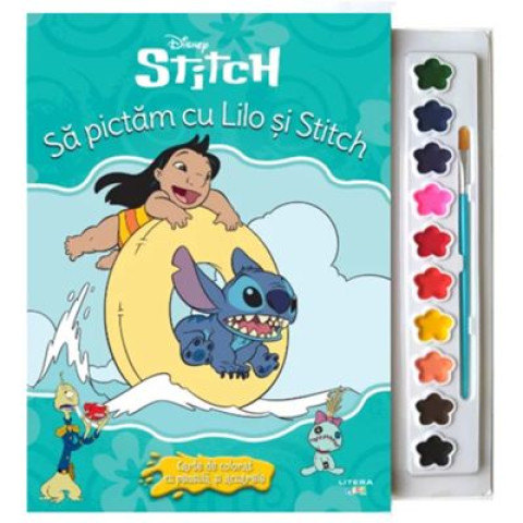 Disney. Stitch. Să pictăm cu Lilo și Stitch. Carte de colorat cu pensula și acuarele