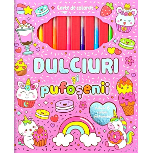 Dulciuri și pufoșenii. Carte de colorat cu 6 carioci parfumate Dulciuri și pufoșenii. Carte de colorat cu 6 carioci parfumate