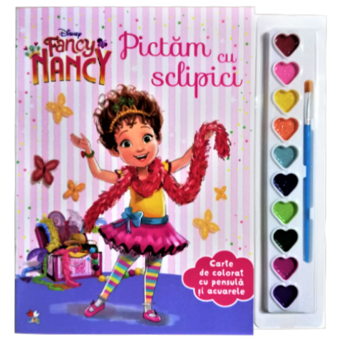 Disney. Fancy Nancy. Pictăm cu sclipici. Carte de colorat cu pensulă și acuarele