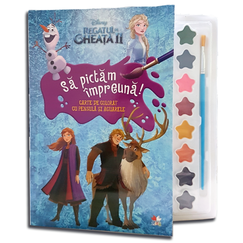 Disney. Regatul de gheață II. Să pictăm împreună! Carte de colorat cu pensulă și acuarele