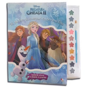 Disney. Regatul de gheață II. Să pictăm noi aventuri cu Anna și Elsa. Carte de colorat cu pensulă și acuarele