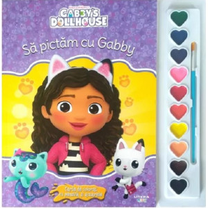 Gabby's Dollhouse. Să pictăm cu Gabby. Carte de colorat cu pensulă și acuarele