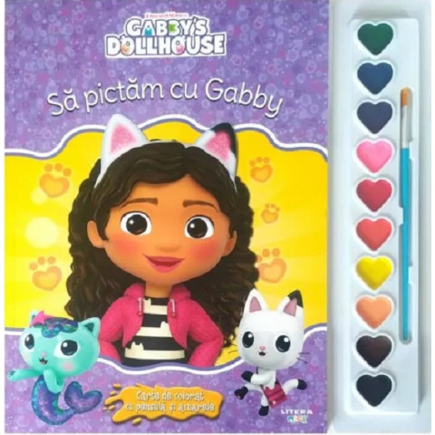 Gabby's Dollhouse. Să pictăm cu Gabby. Carte de colorat cu pensulă și acuarele