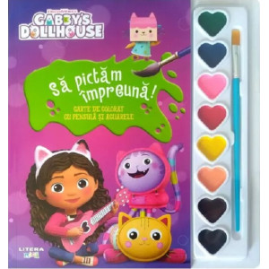 Gabby's Dollhouse. Să pictăm împreună! Carte de colorat cu pensula și acuarele