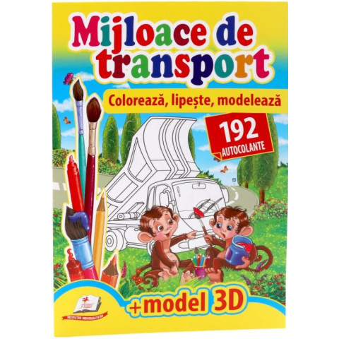 Mijloace de transport - Colorează, lipește, modelează + 192 autocolante +3D model