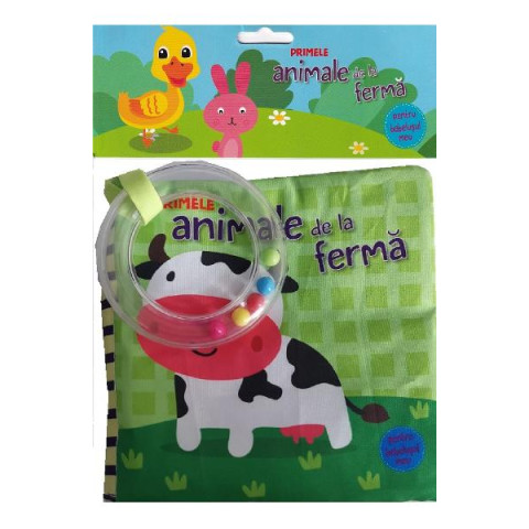 Primele animale de la fermă pentru bebelușul meu. Carte din material textil și jucărie