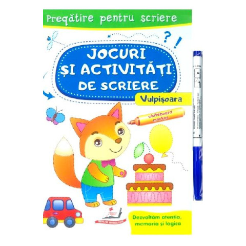 Scrie și șterge. Vulpișoara. Jocuri și activități de scriere. Caiet refolosibil + whiteboard marker