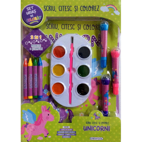 Scriu, citesc și colorez. Unicorni