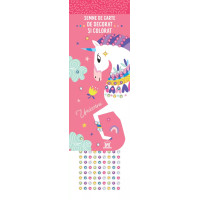 Semne de carte de colorat - Unicorni (cu ștrasuri)