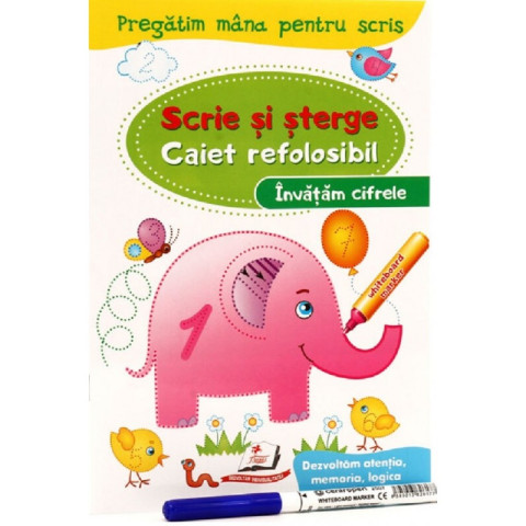 Învățăm cifrele - Scrie și șterge - Pregătim mâna pentru scris