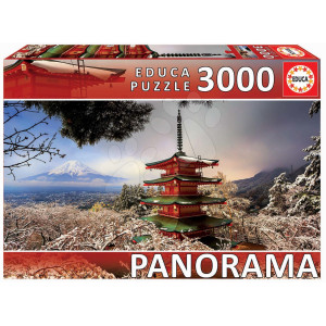 Puzzle panorama Mount Fuji and Chureito Pagoda Educa cu 3000 piese