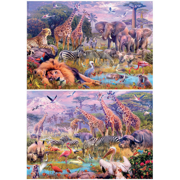 Puzzle 2x100 piese Wild Animals, Educa