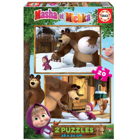 Puzzle Educa de 2 x 20 piese - Masha si Ursul