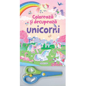Colorează și decupează unicorni (roz)