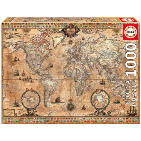 Puzzle Educa, Antique World Map, 1000 piese