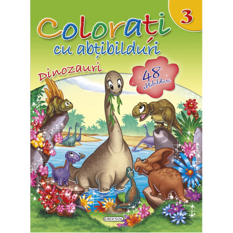 Colorați cu abțibilduri 3 - Dinozauri