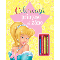 Colorează prințese și zâne (+4 creioane)