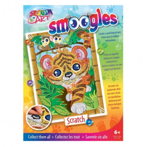 Set Creativ Smoogles - Tigrul Scratch 25x34cm Sequin Art