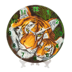 Set creativ ceas cu cristale Mother Tiger & Cub, Crystal Art