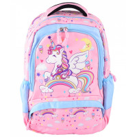 Ghiozdan SF Unicorn 39cm 3 fermoare roz pal