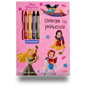 Disney. Prințese. Colorăm cu prințesele (conține 4 creioane cerate)