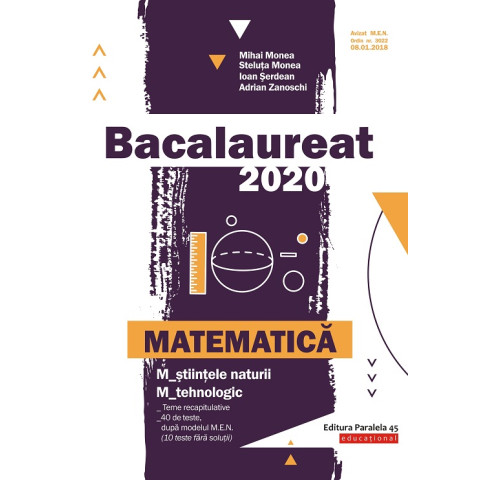 Bacalaureat 2020. Matematică. M_științele-naturii, M_tehnologic