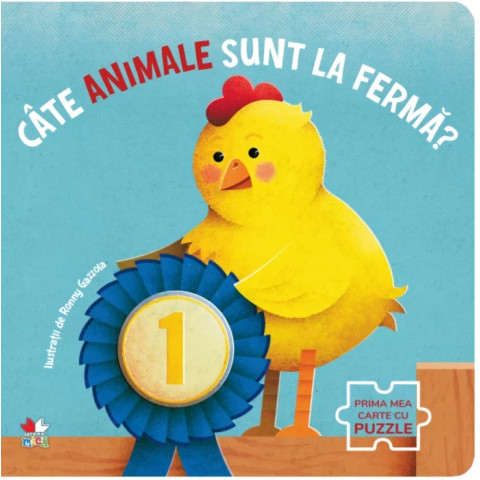 Câte animale sunt la fermă? Prima mea carte cu puzzle