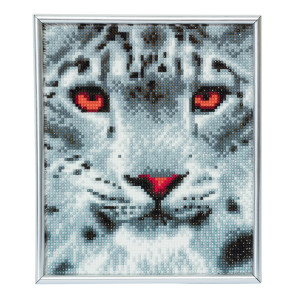 Set creativ Crystal Art in ramă foto argintie Snow Leopard 21x25cm Craft Buddy