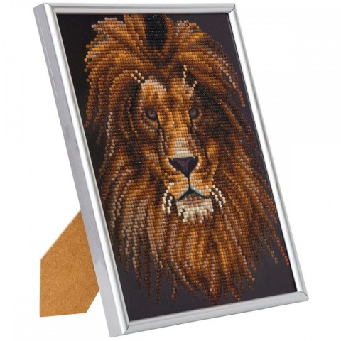 Set creativ Crystal Art in rama foto argintie Lion. 21x25 cm, Craft Buddy