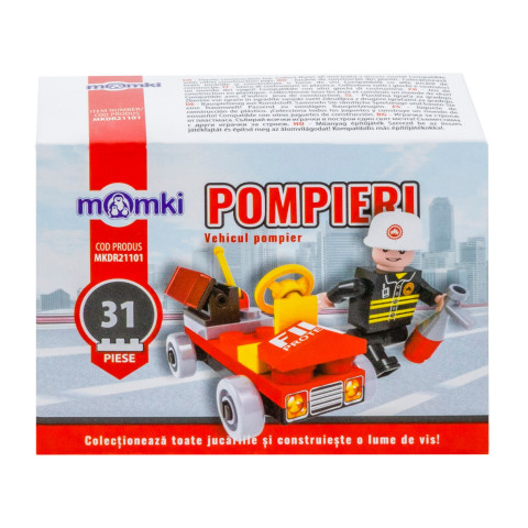 MomKi Cuburi Construcție 31piese - Vehicul pompier